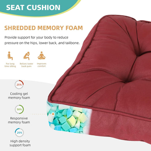 Set RACE LEAF High Back Rocking Chair Cushion with Memory Foam, Non-Slip Patio Chair Cushions for Indoor/Outdoor Use