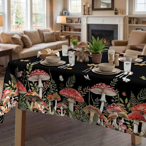 JNDJE 60x84 Inch, Mushroom Tablecloth Mushroom Forest Farmhouse Decorations for Home Table Cloth Rectangle, Seasonal