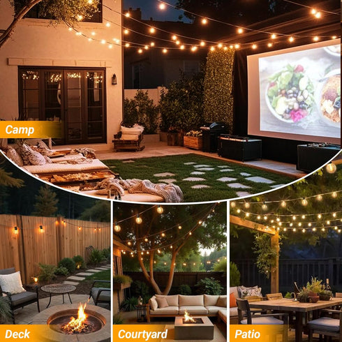 26FT 12+1 Bulbs, Dimmable LAMPHOME LED Outdoor String Lights, Warm White Patio Lights with Edison Shatterproof UL