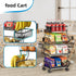 Simple Trending 4 Tier Rolling Cart, Stackable Kitchen Storage Metal Wire Basket Stand with Wheels and 2 Hanging Baskets
