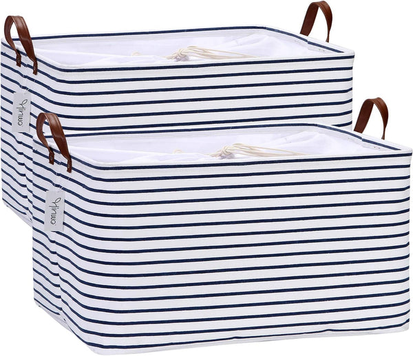 Hinwo 70L Extra Large Storage Bins, 2-Pack Closet Organizers and Storage, Foldable Clothes Storage Baskets with Handles