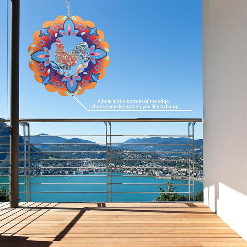 Wind Spinners, 12 inch 3D Stainless Steel Hanging Wind Spinner, Metal Kinetic Sculpture for Indoor/Outdoor Decor.