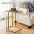 Adompacat C-Shaped End Table, Side Table for Couch,Sofa Snack Table with Tempered Glass & Metal Frame,Small TV Tray