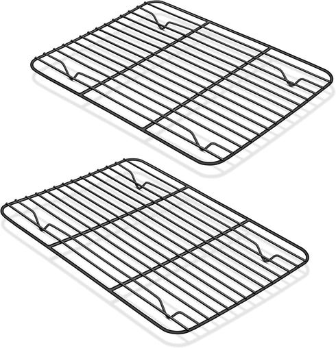 P&P CHEF Non-stick Mini Baking Rack Set of 2, 8.6” x 6.2” Stainless Steel Cooling Racks for Cooking and Grilling