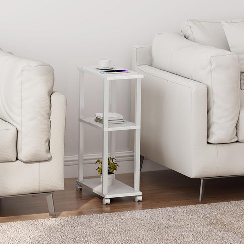 TB01BW061 TUTOTAK Small Side Table, Narrow End Table, Bedside Table, Couch Side Table with Wheels for Living Room