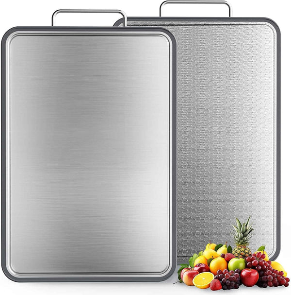 Stainless Steel Cutting Board 16''11'', Double Sided 304 Steel Cutting Board for