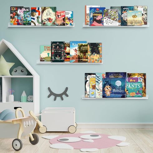 6 Pack 15" Dezzer Acrylic Shelves for Wall, Clear Acrylic Floating Shelves for Bathroom Bedroom, Invisible Bookshelf