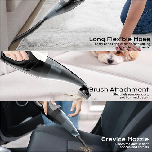 Cordless Handheld Vacuum with LED Light, 13000Pa Strong Suction, Portable Hand Vacuum with Multi-Nozzles for Car, Home,