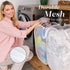 Handy Laundry Mesh Popup Hamper - White, Two Compartments, Collapsible for Easy Storage, Great for Kids Room or Travel.
