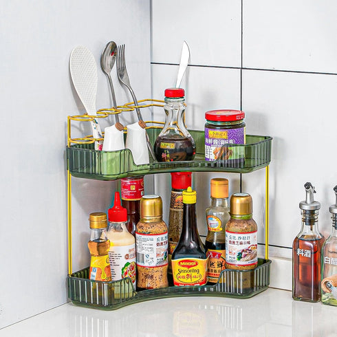 2-Tier Countertop shuang qing Upgraded Corner Bathroom Organizer Spacious Storage for Makeup, Skincare & Perfumes