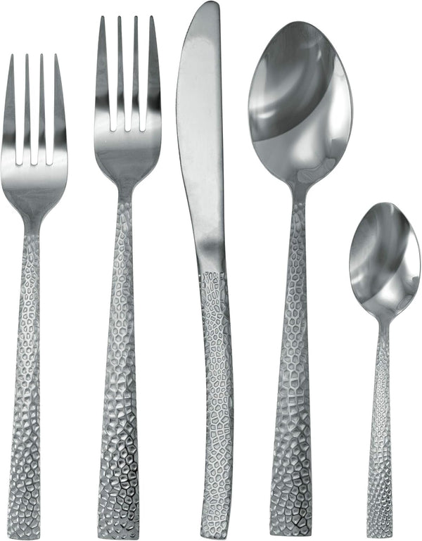 MegaChef Baily 20 Piece Flatware Utensil Set, Stainless Steel Silverware Metal Service for 4 in Silver by Megachef