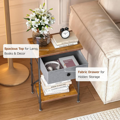 VECELO Night Stand, Nightstand, Small End Table for Small Spaces, Wood Side Table for Living Room, Bedside Table
