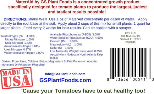(1 MaterAid Tomato Fertilizer - Organic Plant Food for Feeding & Growing Tomatoes Quart)- Tomato Food Suitable for All
