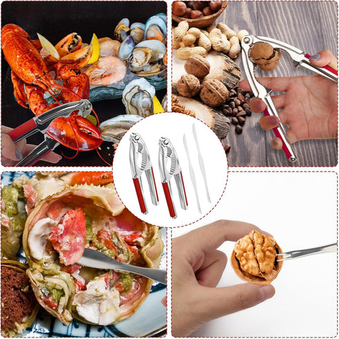 4 2 Pcs Walnut Cracker Tools, Windspeed Nut Crackers Three Opening Clips Nut Shell Openers Tools for Seafood Cracker