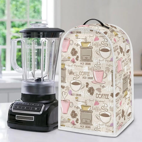 Talayituse Coffee Print Blender Dust Cover with Handle, Anti Fingerprint Dust Proof Cover for Stand Mixer or Coffee