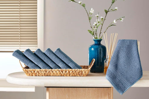 Ozdilek 6-Piece Set 13x13 100% 6 Washcloth Towels Turkish Cotton, Soft, Absorbent, Gentle on Sensitive Skin