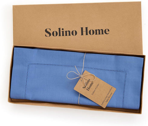 48 Inches 14 48 Inch Summer, Solino Home Dusty Blue Table Runner - Cotton Linen Hemstitch Coffee Table Runner x Ideal