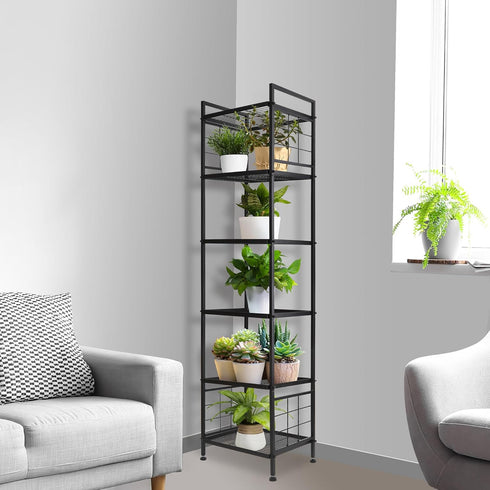 GIOTORENT 6-Wire Metal Storage Shelf, Pantry Rack for Laundry, Kitchen, Bathroom Organizer - Black