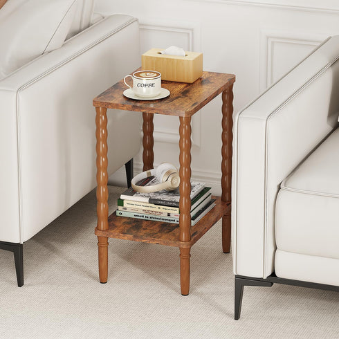 pikpuk Small Narrow Side Table, Vintage End Table - Skinny Bedside Nightstand for Small Spaces, Couch/Recliner Accent