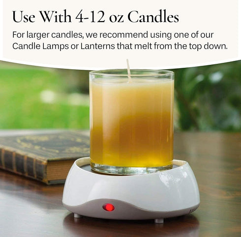 8-Hour CANDLE WARMERS ETC. Auto Shutoff Candle Warmer Plate (White, Plug-in) Modern Candle Wax Warmer with Timer