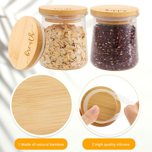 12 Set Tessco for you Pieces Yogurt Jar Lids Inspirational Yogurt Bamboo Lids with Silicone Sealing Compatible with Oui