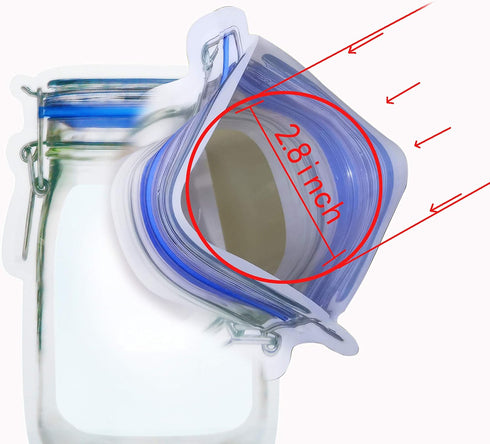 20 Pack 1000ml (9.6x6.6inch) Reusable Mason Jar Bags for Candy & Snacks - Leakproof Storage & Display