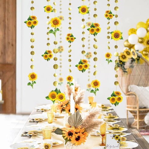 Cheerland Sunflower Party Decoration Garland - Hanging Streamers for Graduation, Baby Shower, Wedding, Indoor/Outdoor