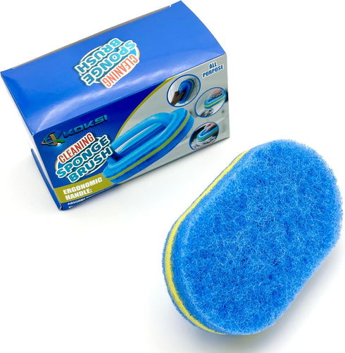 Cleaning Brush for Bathroom Tiles - All Purpose Sponge Brush with Ergonomic Handle for Kitchen Bathtub Toilet