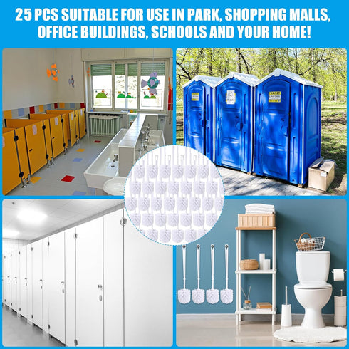 25 Mimorou Pcs White Toilet Brush, Bathroom Toilet Bowl Brush, Soft Bristle Long Handle Plastic Toilet Scrubber