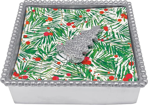 MARIPOSA DOTTY CHRISTMAS TREE NAPKIN WEIGHT | SILVER | HANDMADE IN MEXICO | RECYCLED SANDCAST ALUMINUM