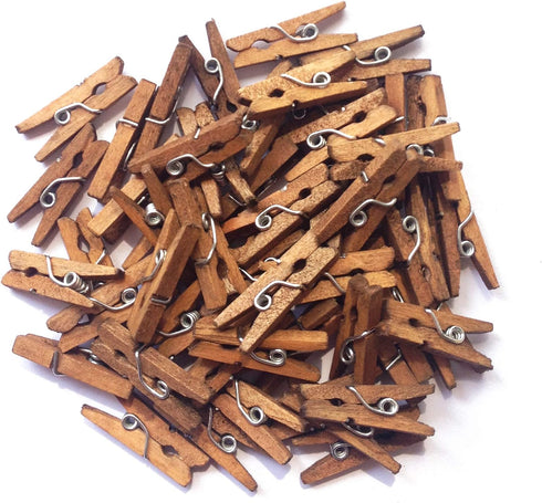 LWR CRAFTS Wooden Mini Clothespins, 200 Per Pack, 1" (Jacobean)