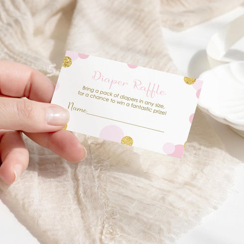 Pink and Gold Diaper Raffle Tickets - 25 Pack - Fun Baby Shower Game for Girls