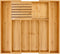 VaeFae Bamboo Silverware Drawer Organizer, Expandable Utensil Organizer with Knife Block, Cutlery Tray with Divider,