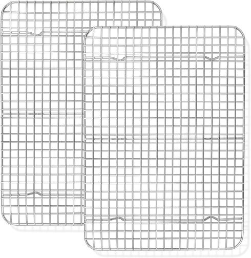 TeamFar Cooling Racks, 2 Pack Stainless Steel Grid Wire Rack, 15.3’’ x 11.2’’, Non-Toxic Oven Rack for Baking, Roasting