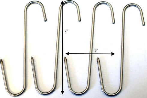 Stainless Meat Hooks, Smoker Hook, 7", 4 Pack