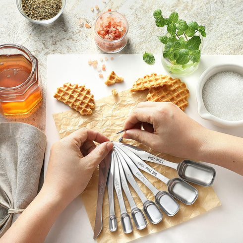 Spring Chef Stainless Steel Measuring Spoons Set of 13 with Leveler, Metal Teaspoon & Tablespoon for Cooking & Baking,