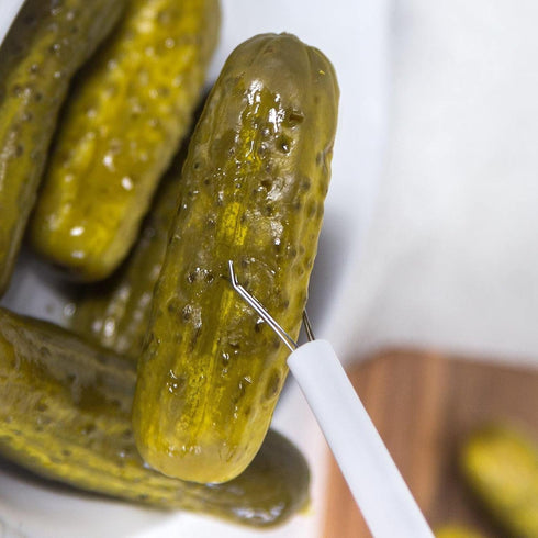 Deluxe Pickle Pincher Set of 2, Stainless Steel and Plastic Pickle Picker, Olive Pepper Grabber