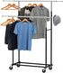 Simple Houseware Standard Double Rod Garment Rack in Black