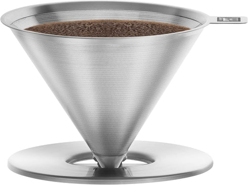 ZWILLING Pour Over Coffee Maker, 16 oz, 1-4 cups, 18/10 Stainless Steel, Dishwasher Safe with Anti-Slip Bottom