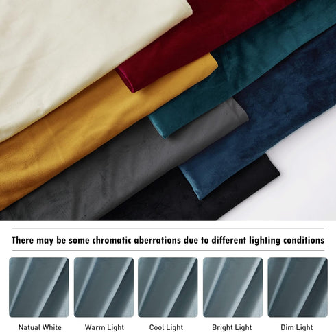 W42 L84 inches, 2 RYB Home Stone Blue Velvet Curtains - Blackout Curtains for Nursery Thermal Insulated Noise Reducing