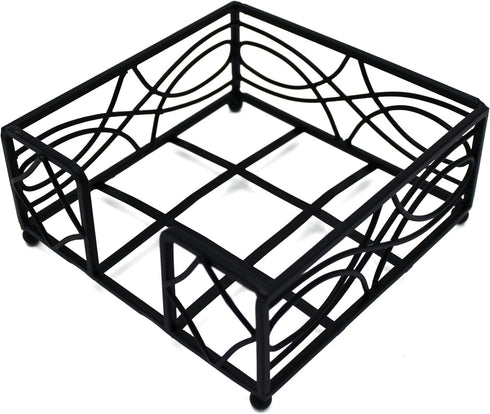 Boston International Wave Design Cocktail Napkin Holder Caddy, Black