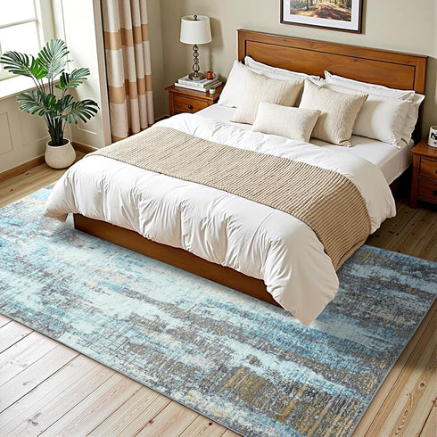 4x6, Area Rugs Washable Rug for Living Room, Modern Abstract Grey Rug for Bedroom, Non Slip Foldable Low Pile Stain