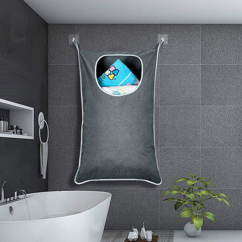 XL Hanging Laundry Bags, Over Door Wash Bags for Dirty Clothes, Space Saving Portable Toy Storage Bag (35x22 Inch)