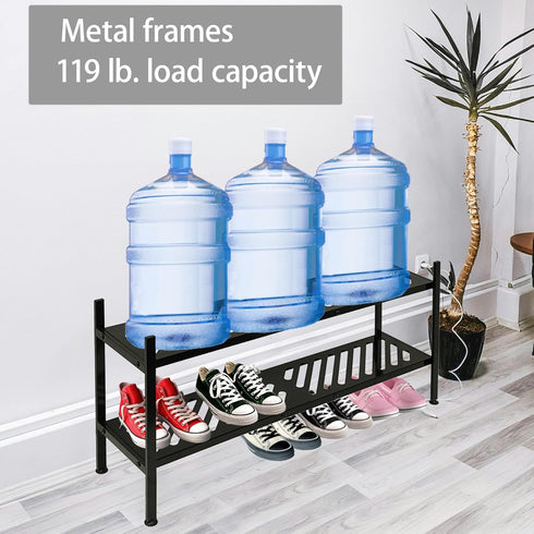 2 35 Inches Closet, Shoe Rack - Metal Shoe Organizer Tier Shoes Shelf Storage, Stackable Long Show Stand Holder