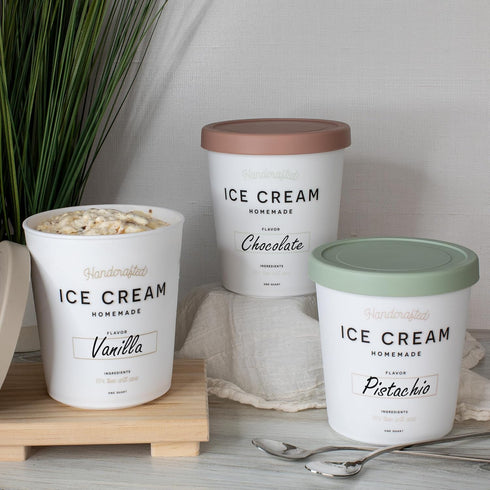Set 3 1 Frozen ZICOTO of Reusable Ice Cream Containers Quarts ea. - Perfect for Homemade Sorbet, Yogurt Or Gelato