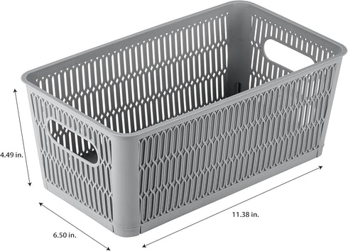 Simplify 4Pk Small Slide 2 Stack It Tote Basket, Open Bins for Storage & Organization in Bathroom, Crafts, Office
