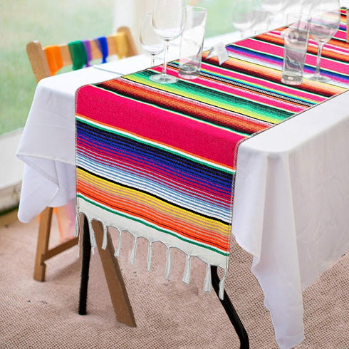 Fowecelt Mexican Serape Table Runner 14 x 84 Inch for Mexican Party