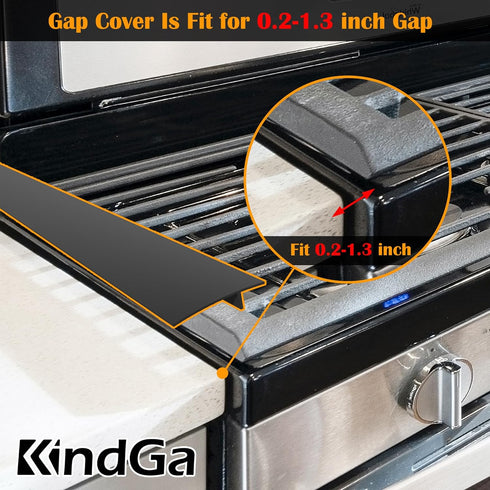 Kindga Silicone Stove Counter Gap Cover 21", Easy Clean Gap Filler for Kitchen Counter, Appliances, Set of 2 (Black)