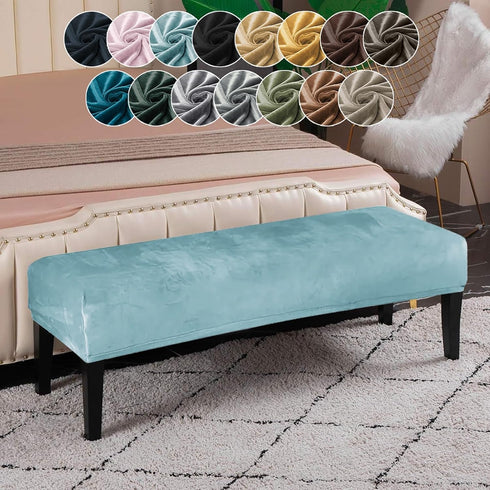 Vapor Fitness Velvet Bench Covers for Bed End, Kitchen & Dining - Stretch Rectangle Slipcovers, Dustproof & Washable