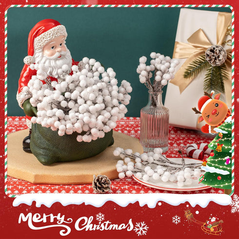 Crafare 36 Pack 7 Inch Artificial Berry Stems White Holly Berry Picks for Christmas Tree Decoration Wreath Crafts